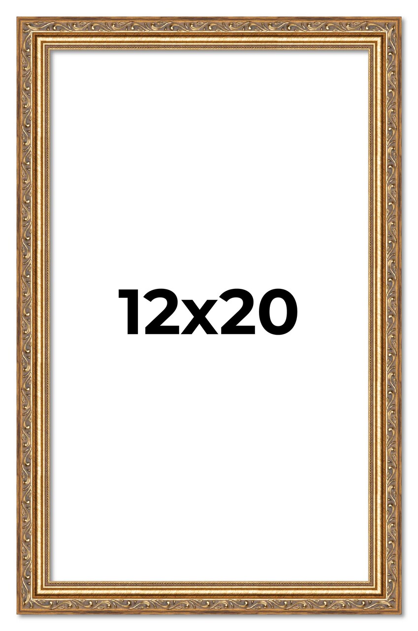 12x20 Museum-Quality Picture Frame with UV-Resistant Acrylic & Acid-Free Backing, Available in 4 Finishes - Gold, Silver, Bronze, and Black